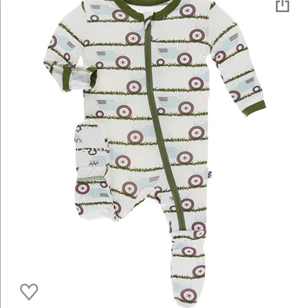 Like new kickee pants footie- natural tractor